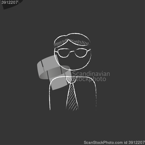 Image of Businessman. Drawn in chalk icon.