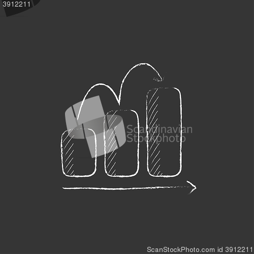 Image of Bar chart upward. Drawn in chalk icon.