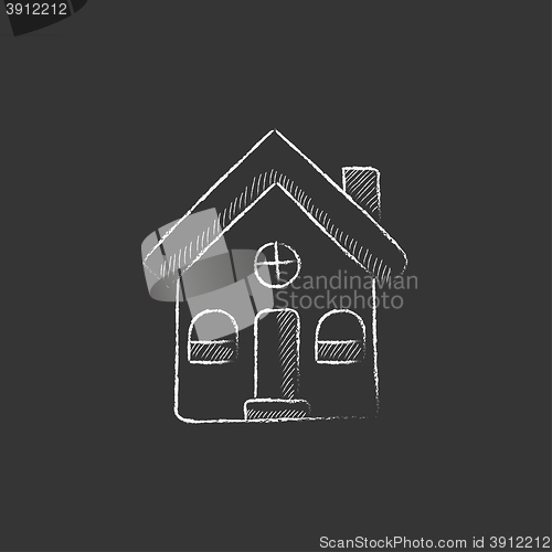 Image of Detached house. Drawn in chalk icon.