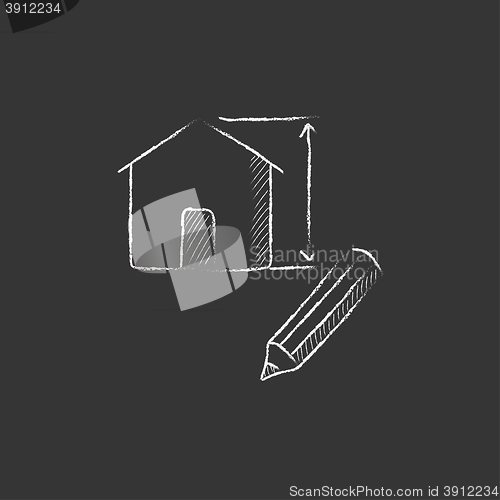 Image of House design. Drawn in chalk icon.