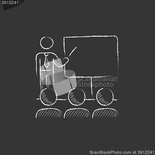 Image of Business presentation. Drawn in chalk icon.