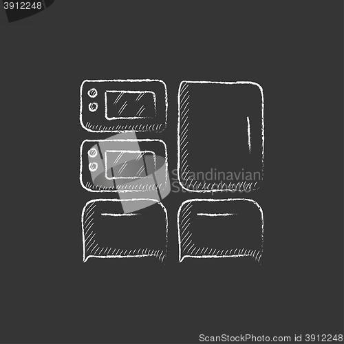 Image of Household appliances. Drawn in chalk icon.