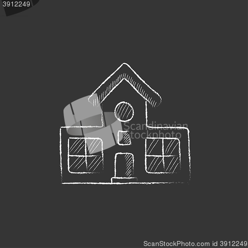 Image of Building. Drawn in chalk icon.