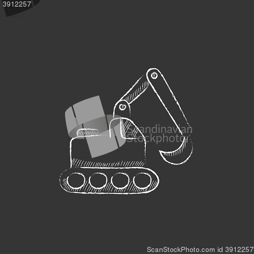 Image of Excavator. Drawn in chalk icon.