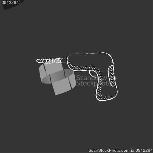Image of Hammer drill. Drawn in chalk icon.