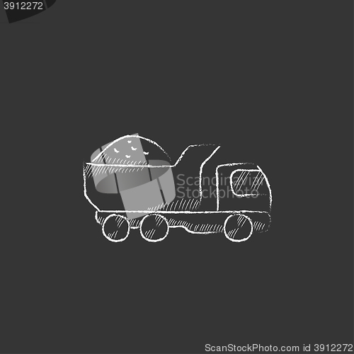 Image of Dump truck. Drawn in chalk icon.