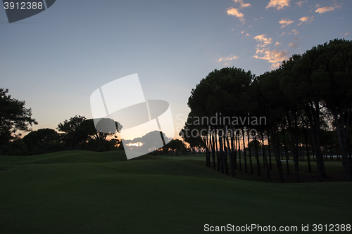 Image of golf course on sunset
