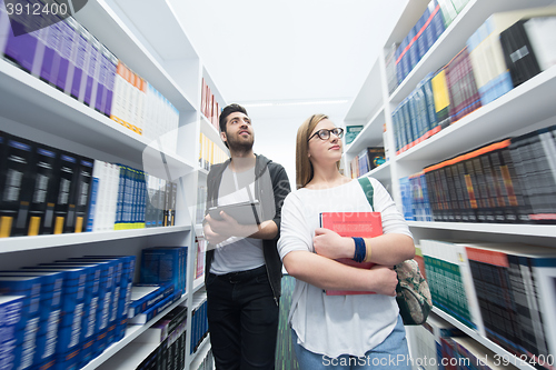 Image of students group  in school  library