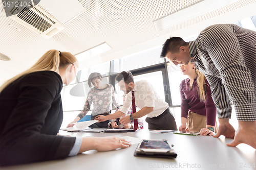 Image of startup business team on meeting at modern office