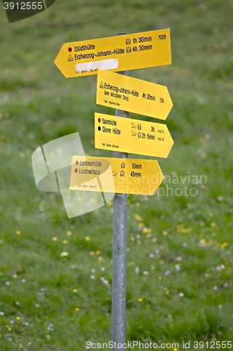 Image of Direction signs in the Alps