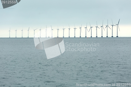 Image of Wind tubines at sea