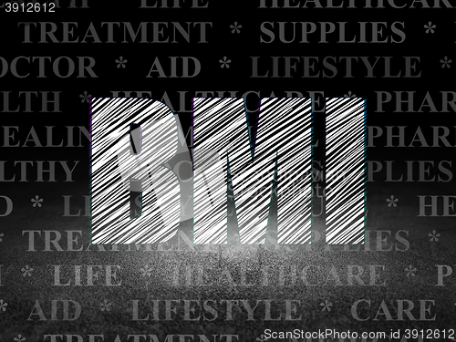 Image of Health concept: BMI in grunge dark room