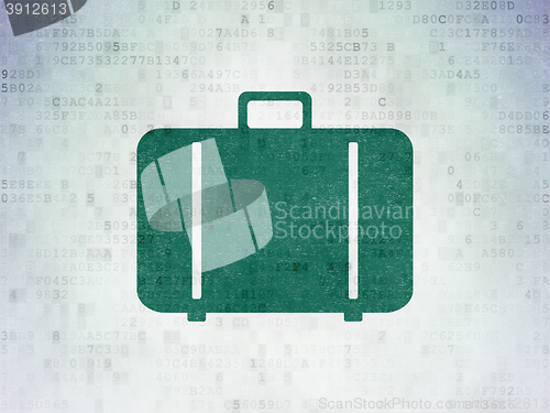 Image of Vacation concept: Bag on Digital Data Paper background