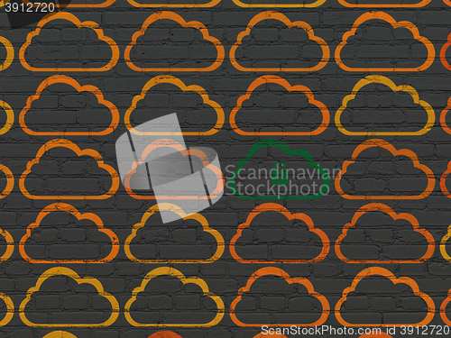 Image of Cloud technology concept: cloud with padlock icon on wall background