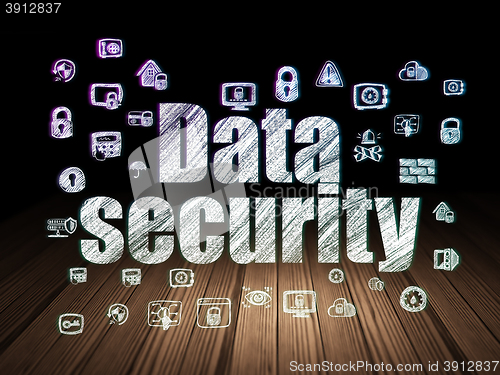 Image of Protection concept: Data Security in grunge dark room