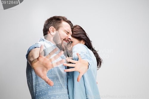 Image of Emotional facial expression of woman an man