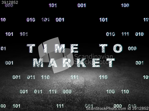 Image of Time concept: Time to Market in grunge dark room