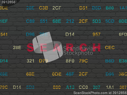 Image of Web development concept: Search on wall background