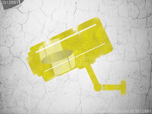 Image of Privacy concept: Cctv Camera on wall background