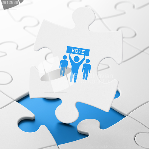 Image of Politics concept: Election Campaign on puzzle background