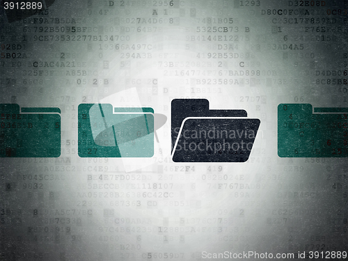 Image of Finance concept: folder icon on Digital Data Paper background