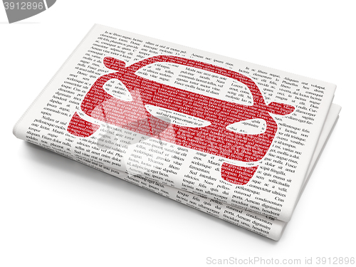 Image of Travel concept: Car on Newspaper background