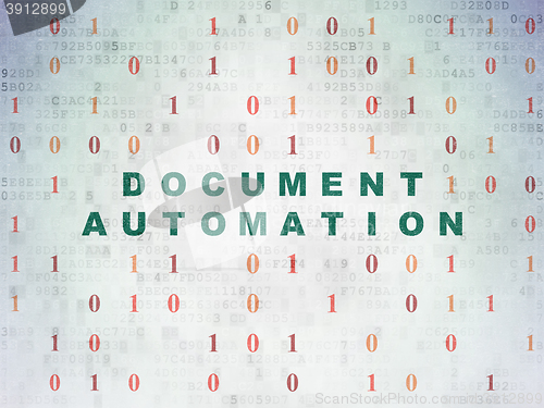 Image of Business concept: Document Automation on Digital Data Paper background