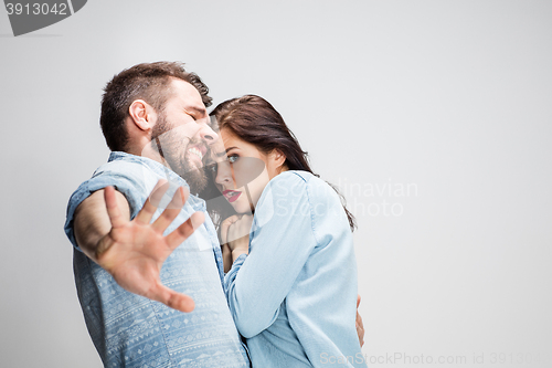 Image of Emotional facial expression of woman an man