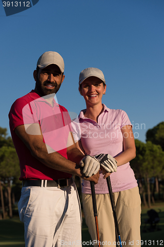 Image of portrait of couple on golf course