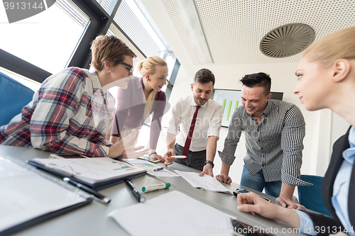 Image of startup business team on meeting at modern office