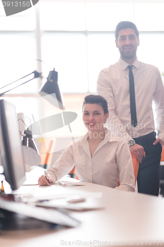 Image of portrait of business couple at office