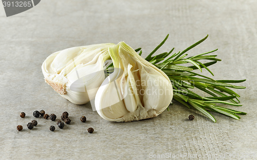 Image of fresh garlic and rosemary