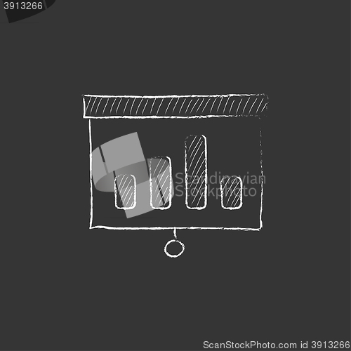 Image of Projector roller screen. Drawn in chalk icon.