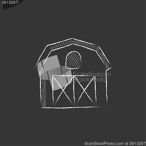 Image of Farm building. Drawn in chalk icon.