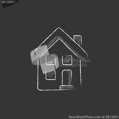 Image of Two storey detached house. Drawn in chalk icon.