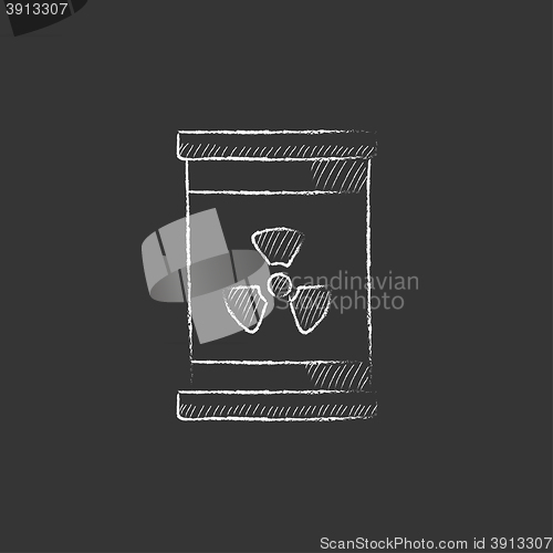 Image of Barrel with ionizing radiation sign. Drawn in chalk icon.