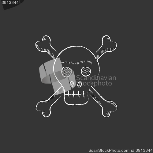 Image of Skull and cross bones. Drawn in chalk icon.