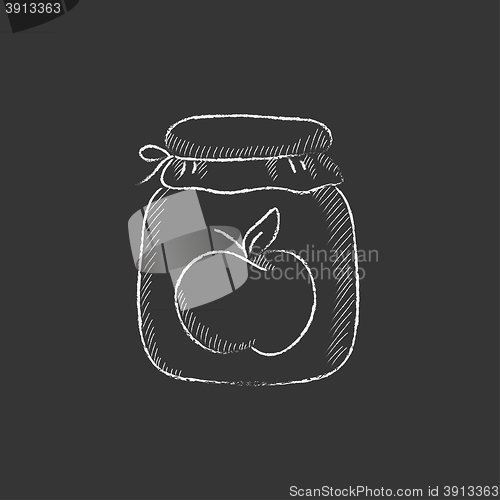 Image of Apple jam jar. Drawn in chalk icon.