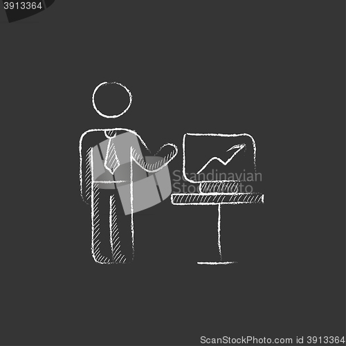Image of Business presentation. Drawn in chalk icon.