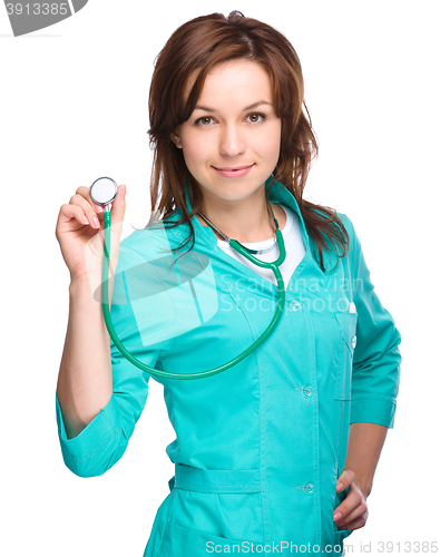 Image of Portrait of a woman wearing doctor uniform