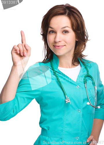 Image of Portrait of a woman wearing doctor uniform