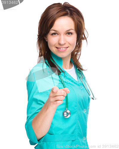 Image of Portrait of a woman wearing doctor uniform