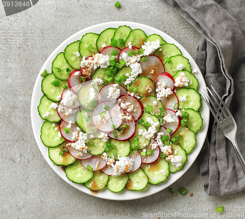 Image of Plate of cucumber and radish salad