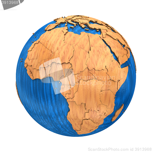 Image of Africa on wooden Earth