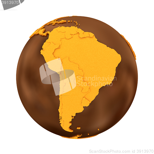 Image of South America on chocolate Earth