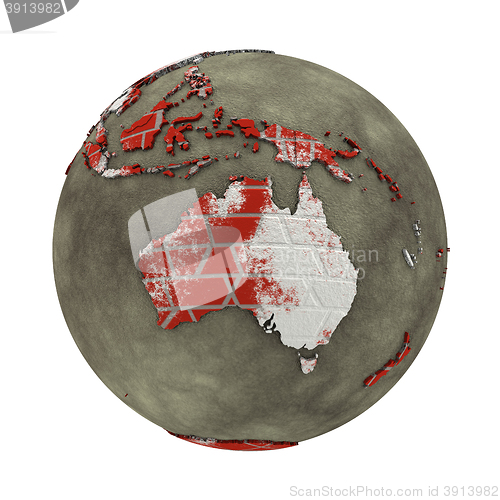 Image of Australia on brick wall Earth