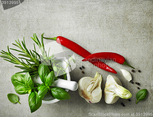 Image of fresh herbs and spices