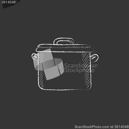 Image of Saucepan. Drawn in chalk icon.