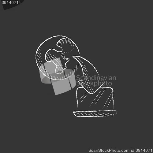 Image of Online education. Drawn in chalk icon.