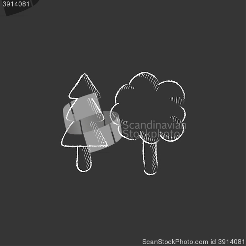 Image of Trees. Drawn in chalk icon.